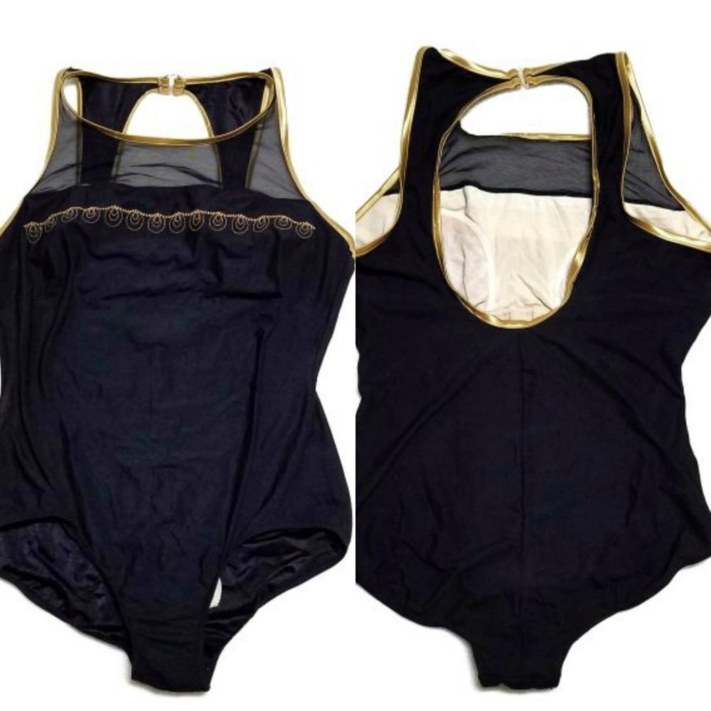 VTG Pacific Connections Gold Embroidered Swimsuit